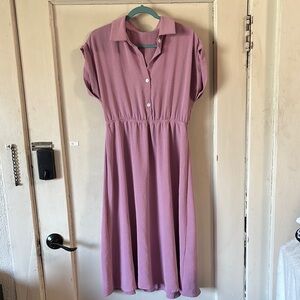 Elegant Mauve Button-Up Dress